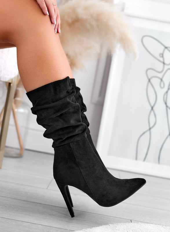 SELENIS - Alexoo black suede ankle boots with high stiletto heel