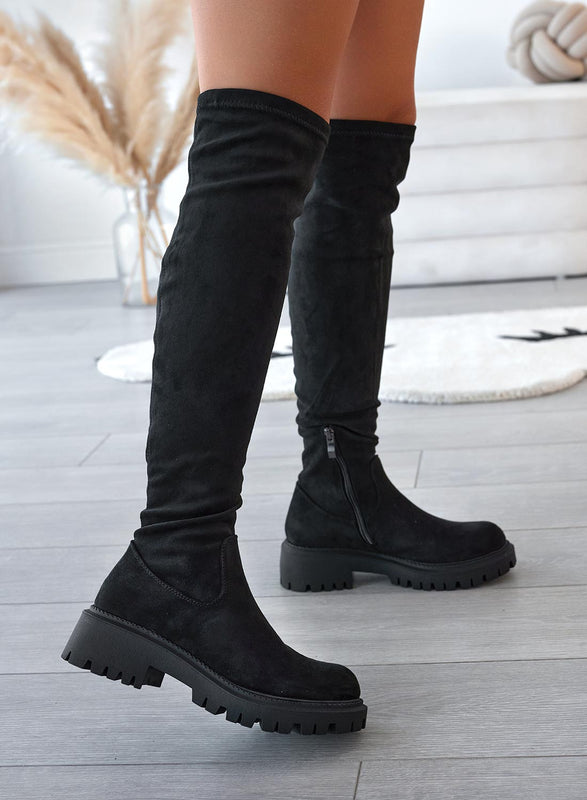 Cuissardes noires en daim