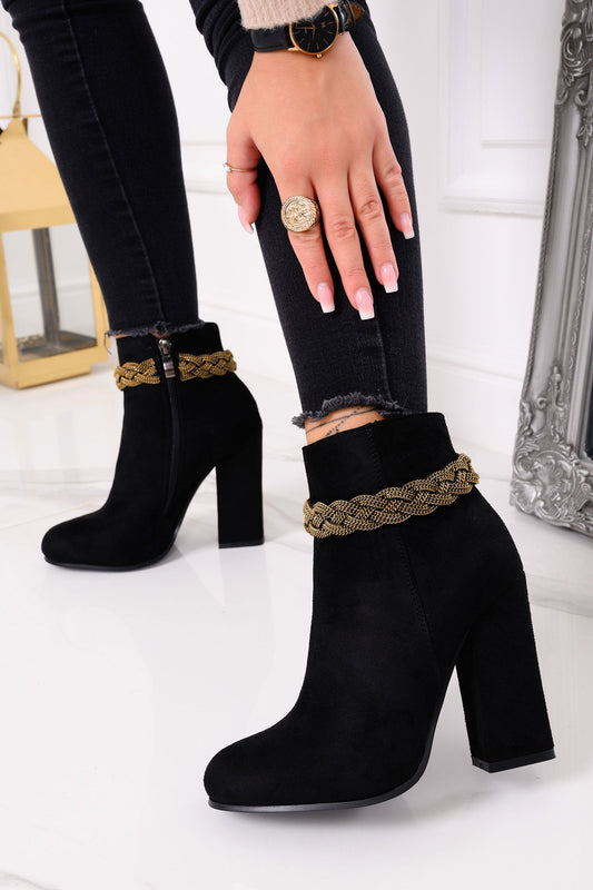 PAOLA - Black ankle boots with ankle jewellery detail Silvia Gala