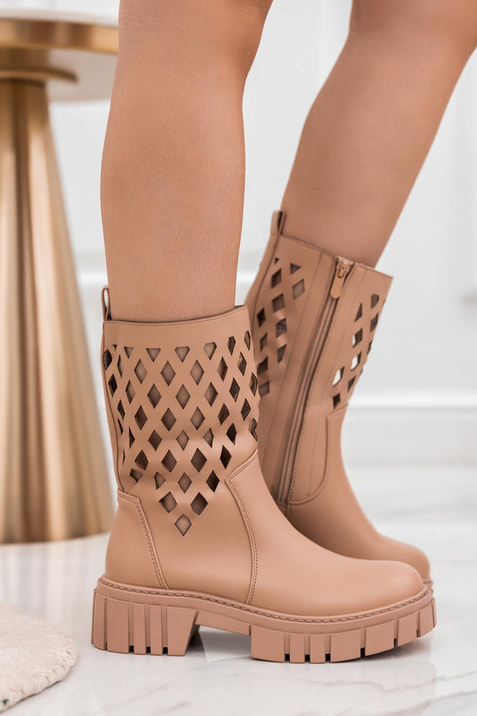 VIENNA - Nude perforated ankle boots
