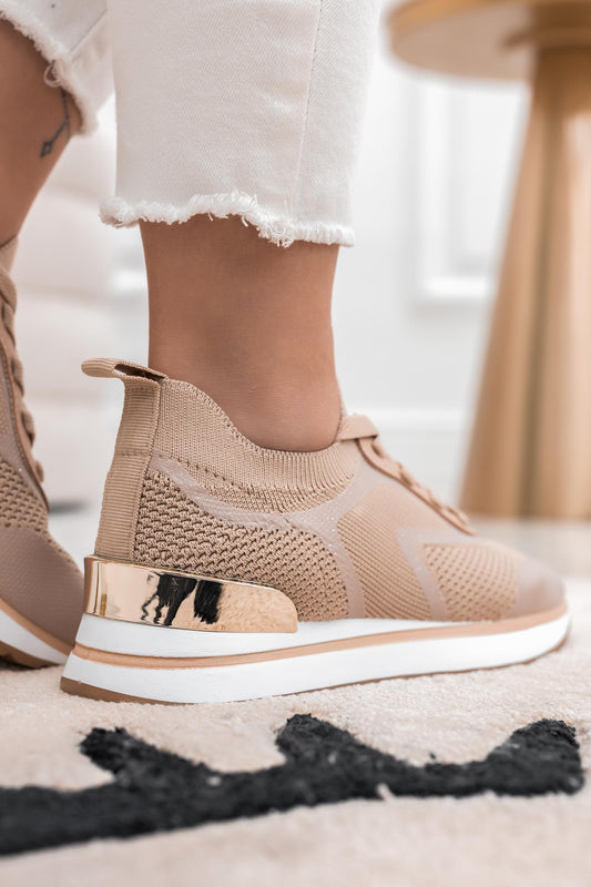 QUINOA - Brown sneakers in elastic fabric