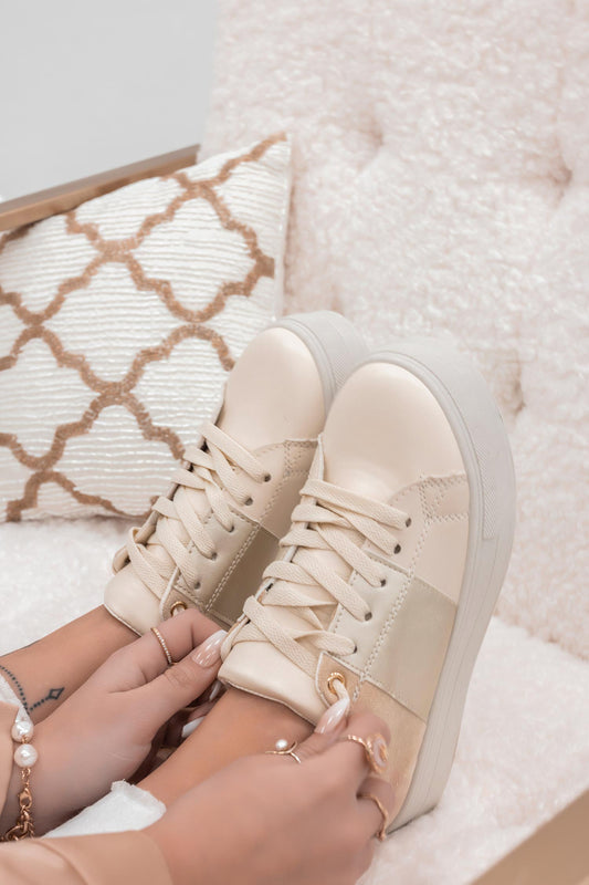 ALIBY - Beige sneakers with contrasting panels