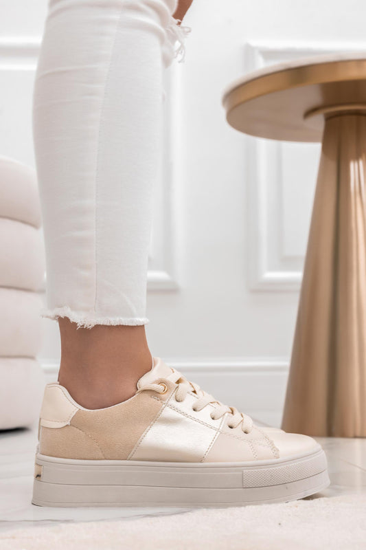 ALIBY - Beige sneakers with contrasting panels