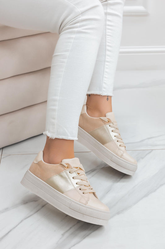 ALIBY - Beige sneakers with contrasting panels