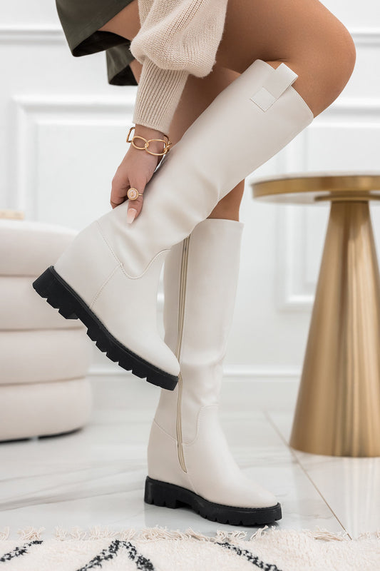 NYLA - Cream boots with inner wedge