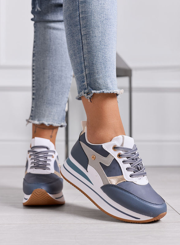 GABRIEL - Sneakers Donna Platform Blu e Bianche