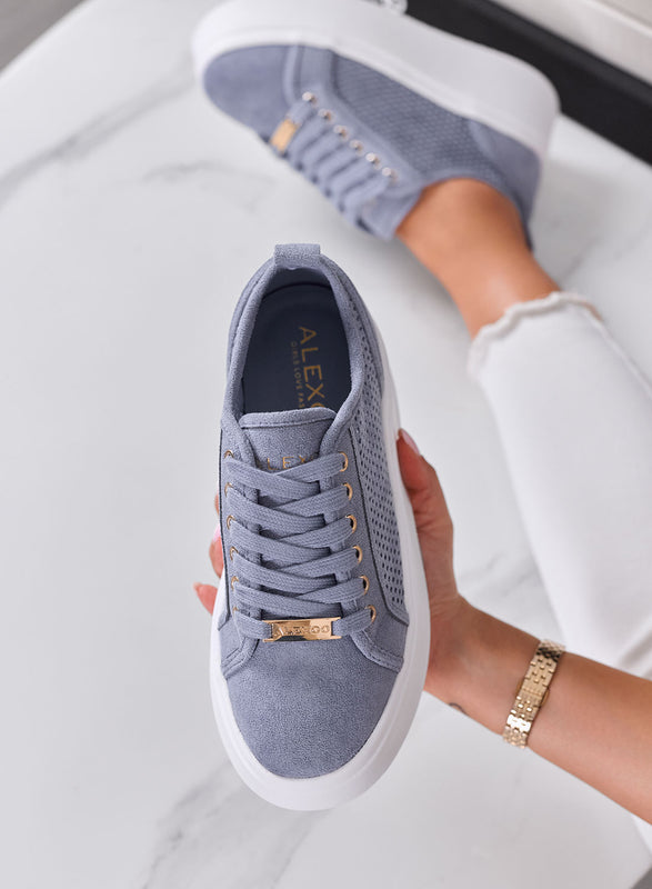 SIMONA - Sneakers Donna Alexoo Azzurre Traforate con Suola Platform