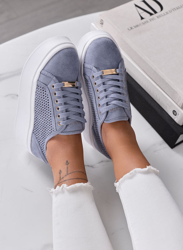 SIMONA - Sneakers Donna Alexoo Azzurre Traforate con Suola Platform