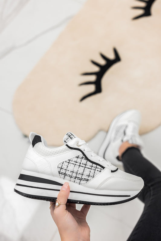 PENELOPE - White sneakers with black fabric details