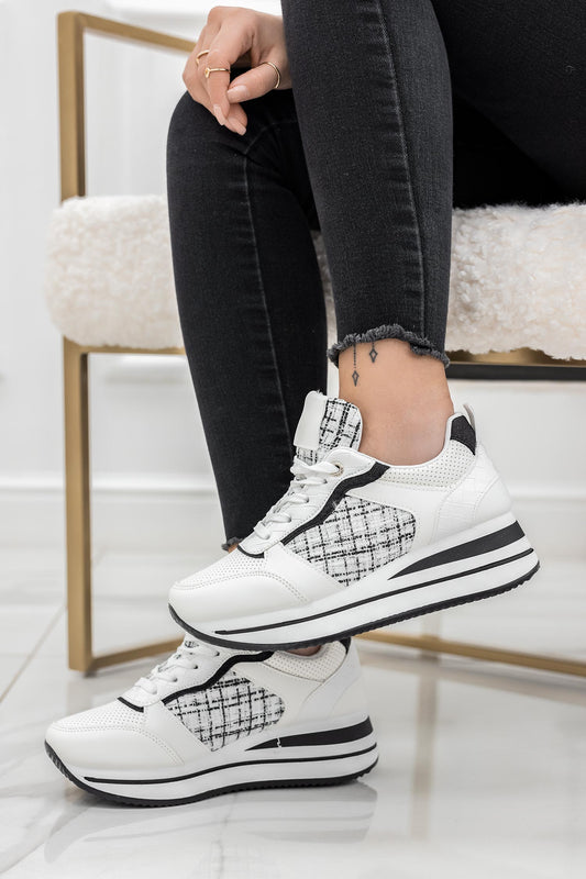 PENELOPE - White sneakers with black fabric details