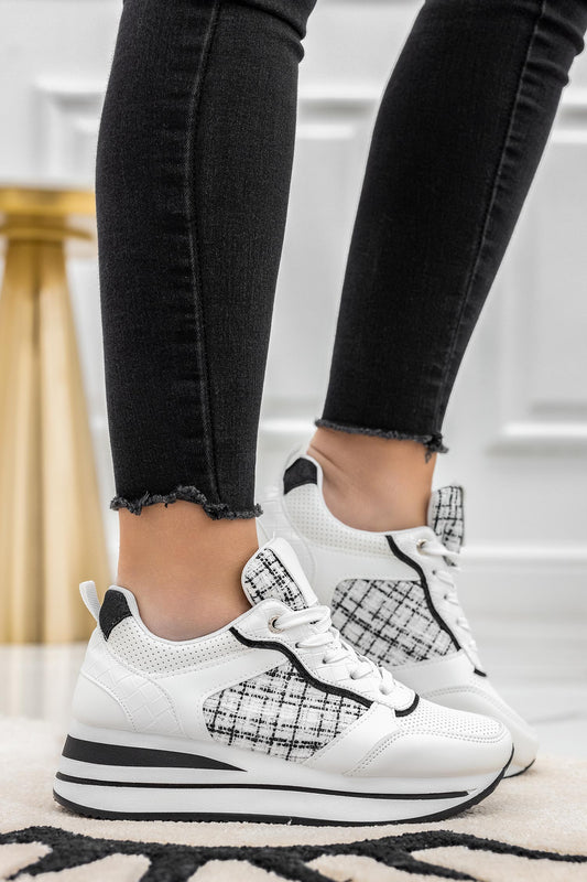 PENELOPE - White sneakers with black fabric details