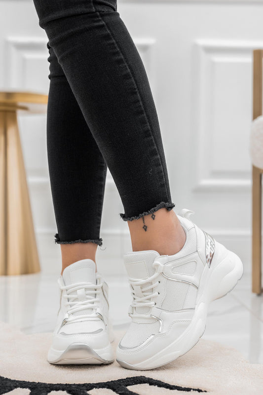 DONER - White suede sneakers with chunky sole