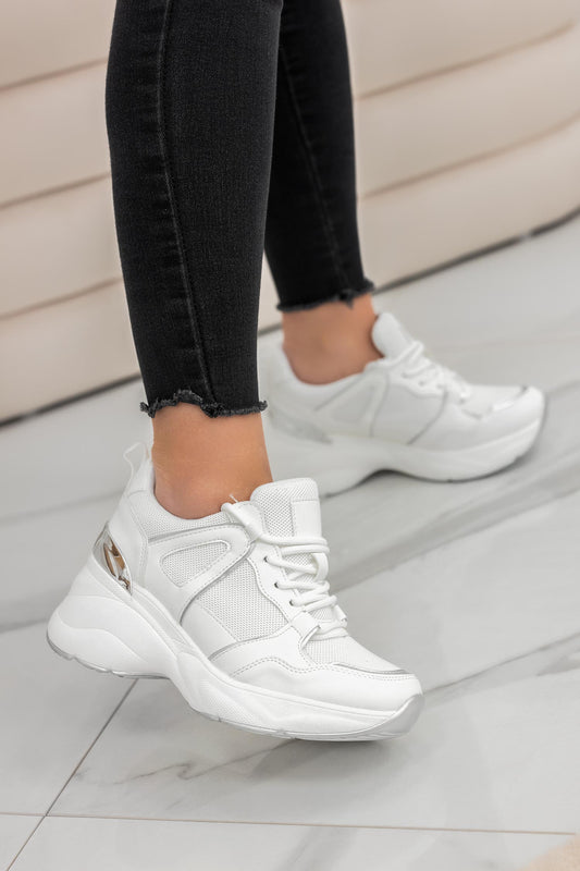 DONER - White suede sneakers with chunky sole