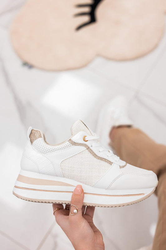 PENELOPE - White sneakers with gold glitter details