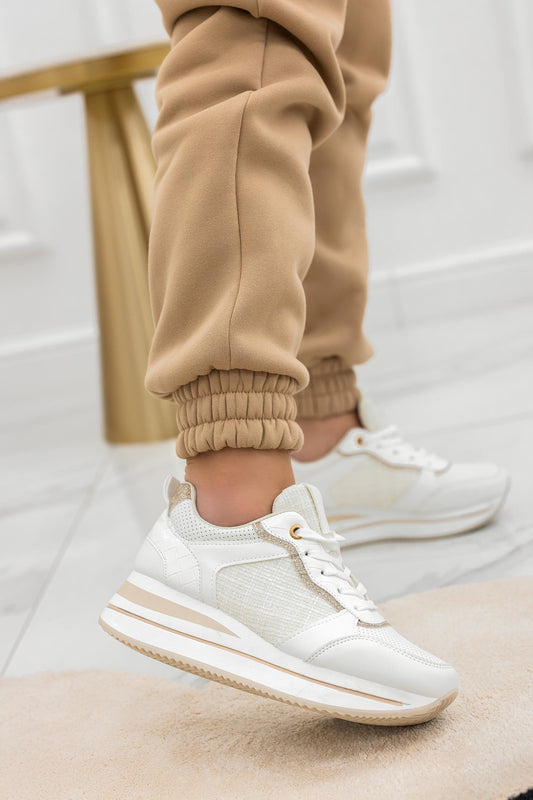 PENELOPE - White sneakers with gold glitter details