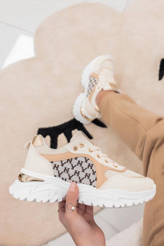 BERRY - Beige sneakers with fabric details