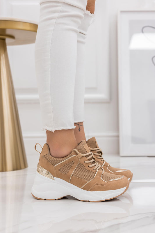 DONER - Camel suede sneakers with chunky sole