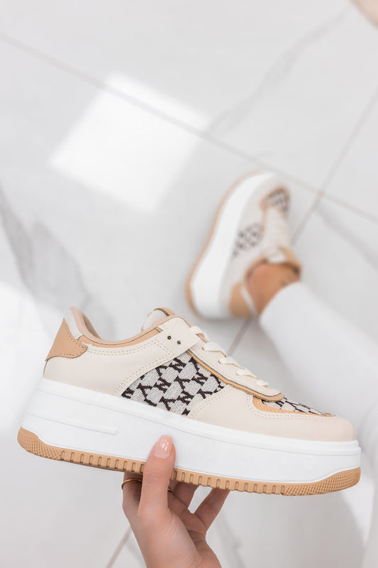 DYLAN - Beige sneakers with fabric details