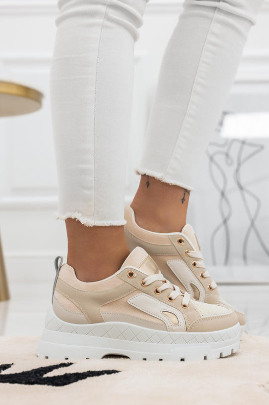 READY - Beige sneakers with contrasting panels