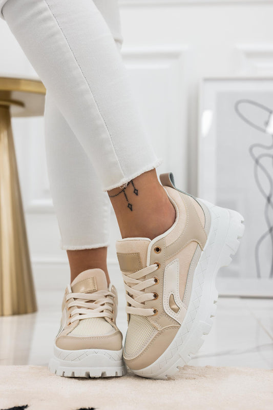 READY - Beige sneakers with contrasting panels