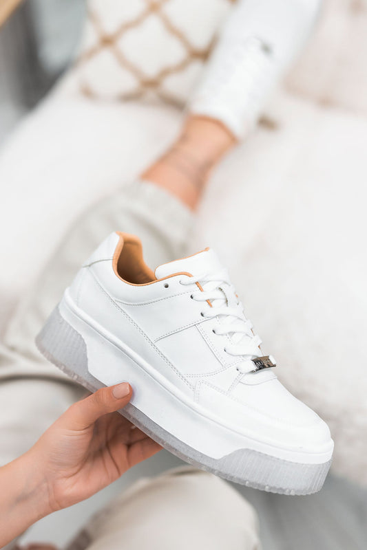 BETHANY - Alexoo white sneakers with transparent details and glitter