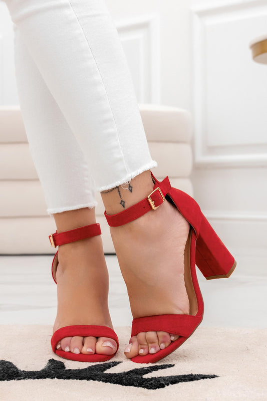 TABITHA - Alexoo red sandals with strap and block heel