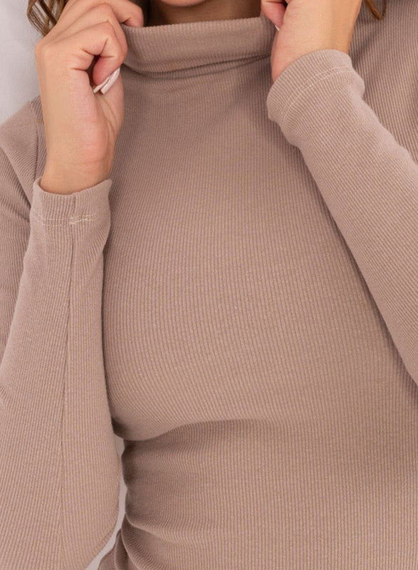 Beige ribbed bodycon dress