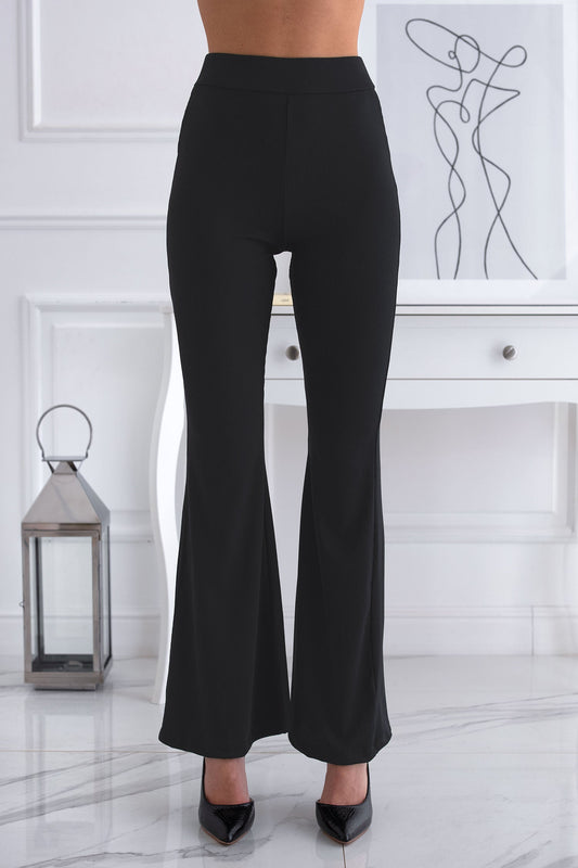 Black elastic flared trousers