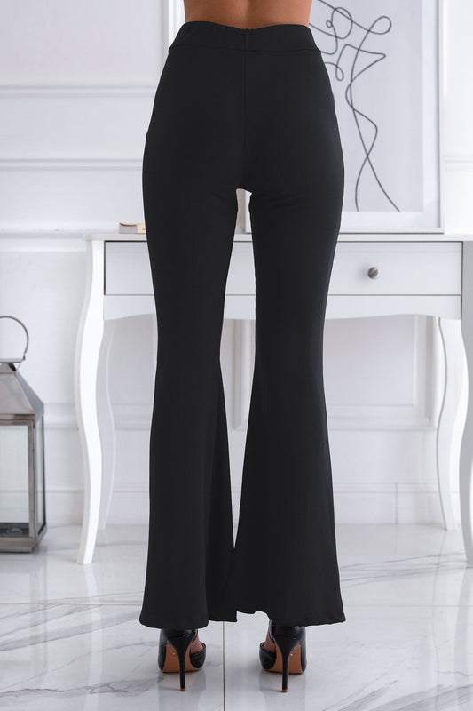 Black elastic flared trousers