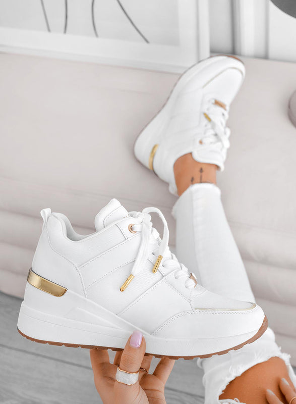 ILIZIA - Alexoo white sneakers with wedge and gold inserts