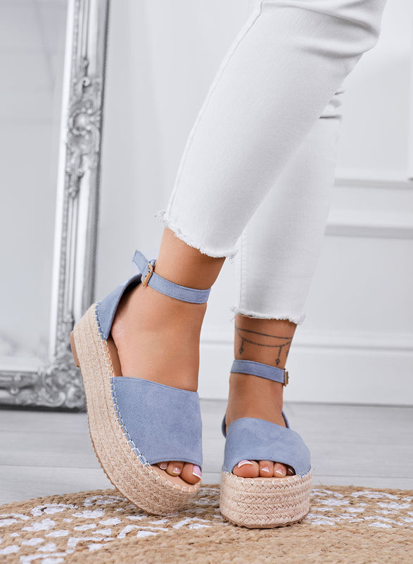LICIA – Light blue platform espadrilles with ankle strap