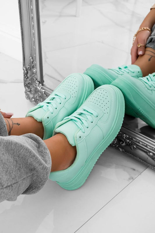 AMANDA - Water green sneakers with chunky sole