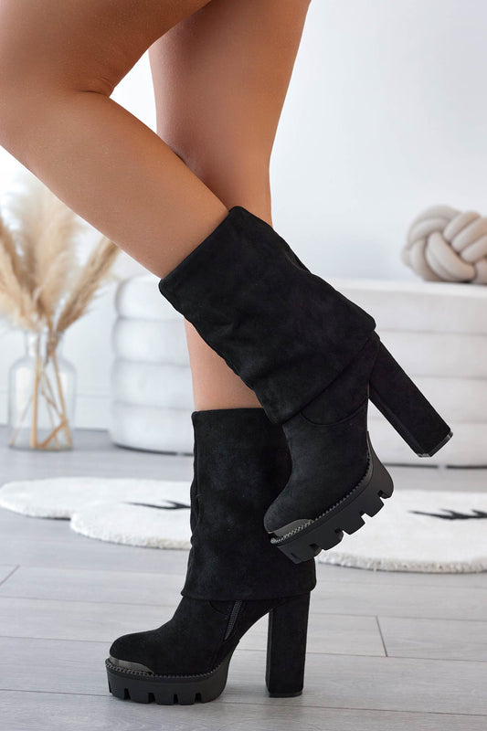 JOSEPH - Black suede boots with cuff