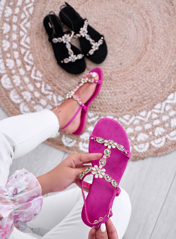 OLEA - Fuchsia flat jewel sandals