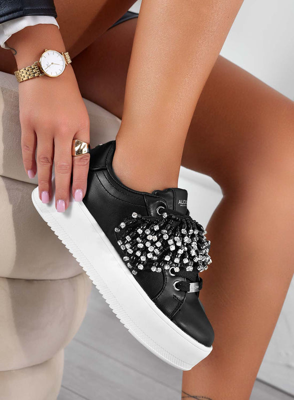 CARRY - Black Alexoo sneakers with rhinestone band