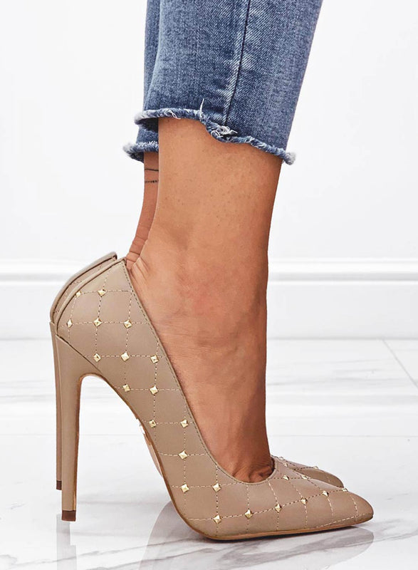 LOVELY Beige pumps with golden studs