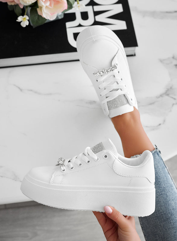 DELIA - White sneakers with jewel application