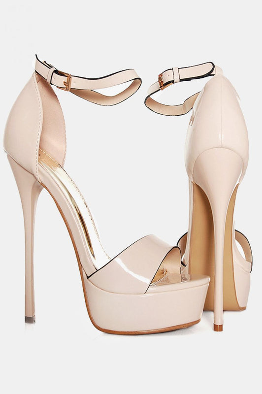 BORA - Beige patent leather sandals with high heels
