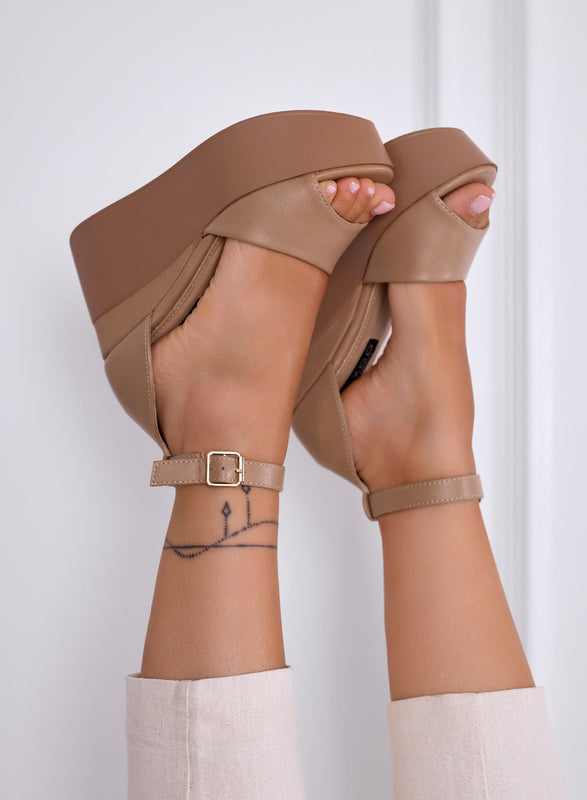 PENNY - Mud platform sandals with ankle strap