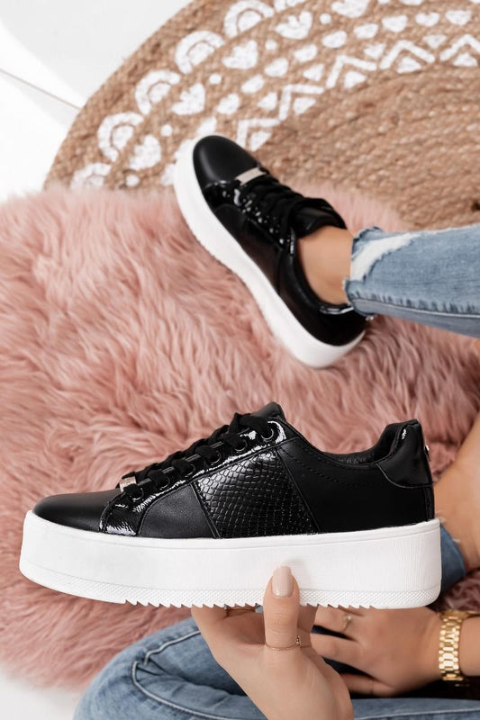 MORENA - Black sneakers with python print details