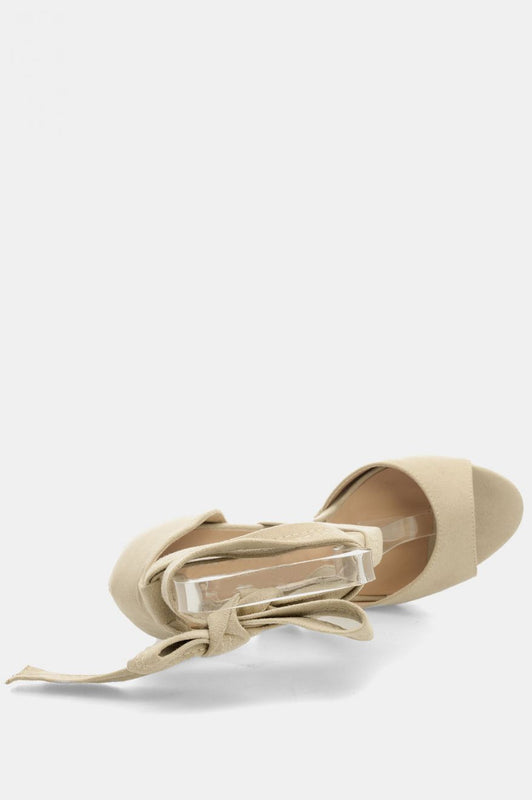 Beige sandals with laces and embroidery on the heel Jackie
