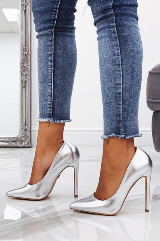 KEISY - Silver metallic pumps with high heels