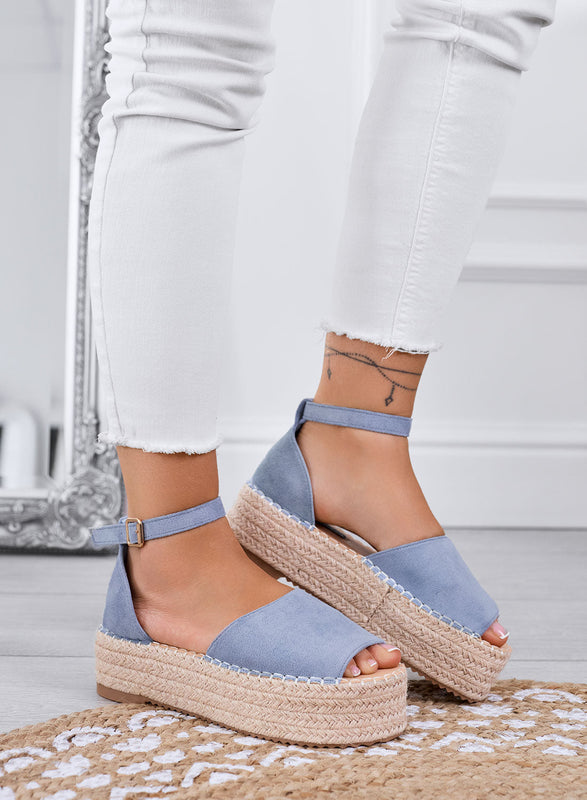 LICIA – Light blue platform espadrilles with ankle strap