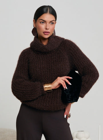 Soft and warm brown turtleneck sweater