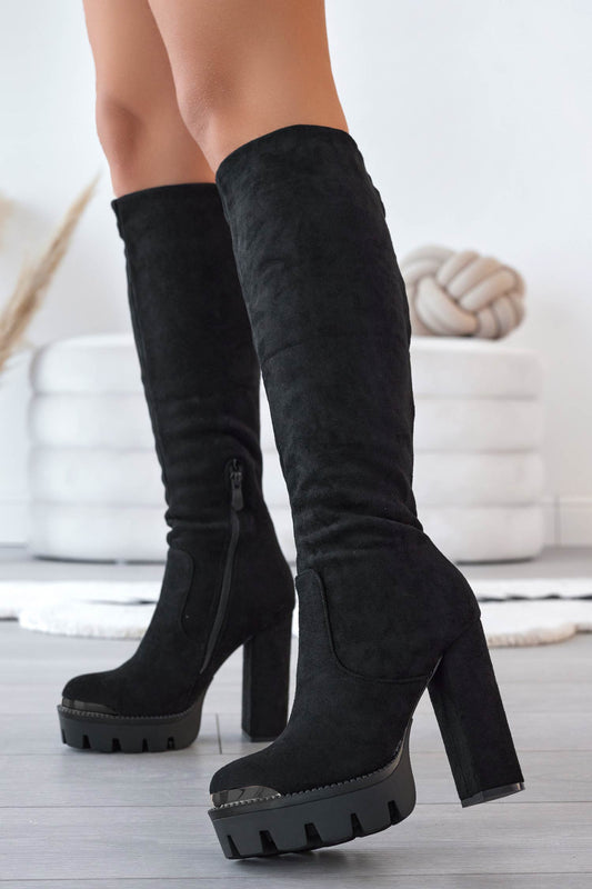 JOSEPH - Black suede boots with cuff