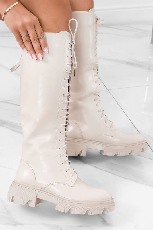 ROSANNA - Beige boots with laces