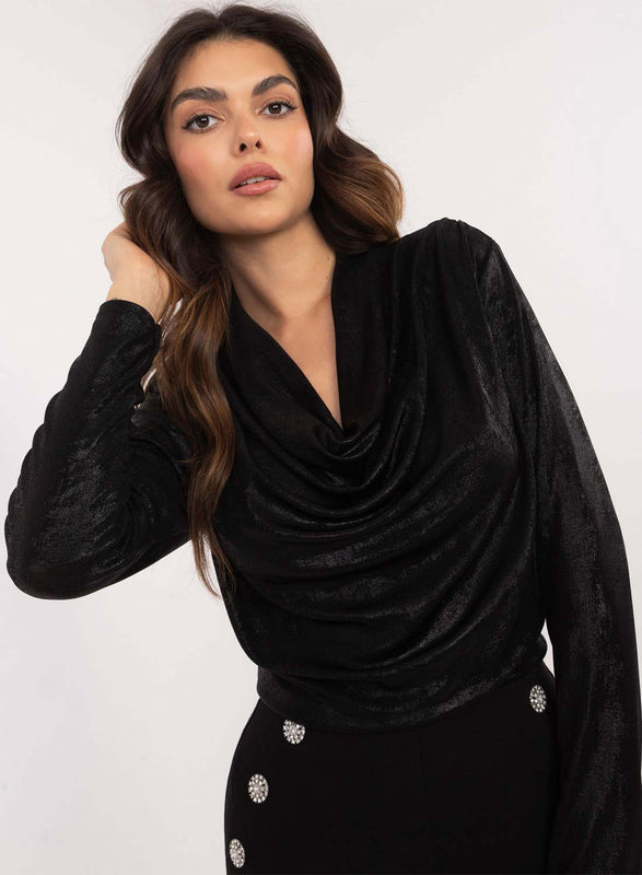 Top noir métallisé à encolure souple