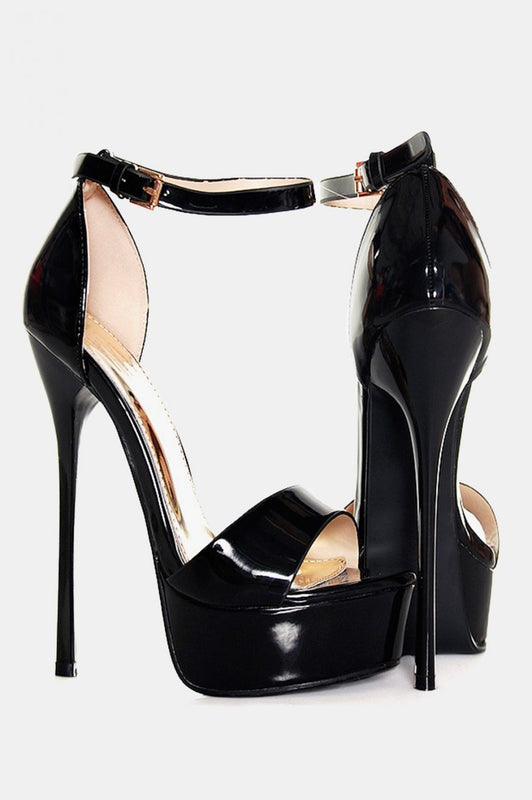 Bora - Black patent leather sandals with high heels