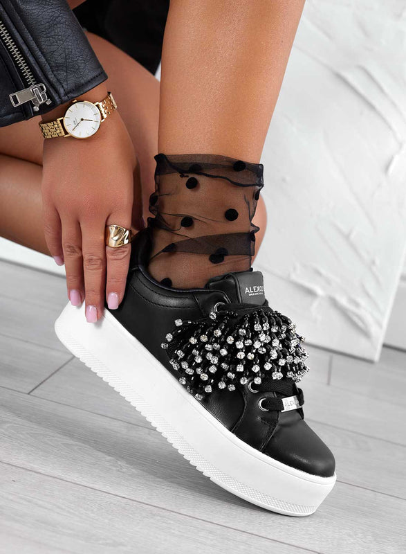 CARRY - Black Alexoo sneakers with rhinestone band