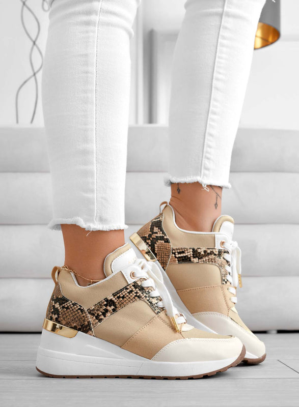 ILIZIA - Sneakers beige Alexoo con zeppa